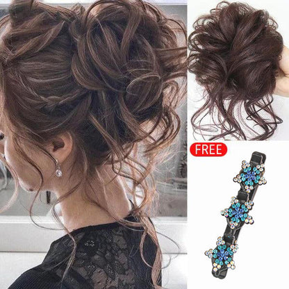 💗LAST DAY - BUY 1 GET 1 FREE + FREE GIFT!!💗Messy Curly Hair Bun Scrunchie Extensions