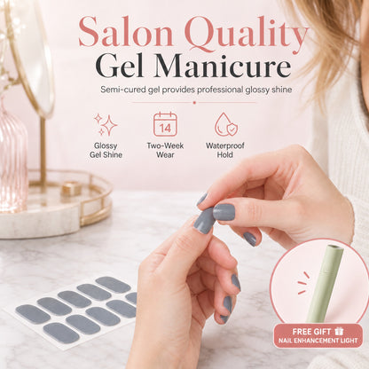 🥳Last Day Buy 1 Get 1 Free Special Price:£9.99!!💞14-Piece Semi-Cured Gel Nail Strips🎁Free handheld mini UV nail lamp💡