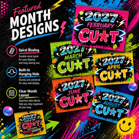 🏆Surprise Price: Only £7.99!!!🌟2027 Year of the Cunt Wall Calendar – Bold Graffiti Humor Calendar📆