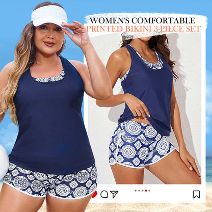 🏖️Summer Hot Special Price:£ 15.99!!!💝✨Women's Comfortable Printed Bikini 3-Piece Set