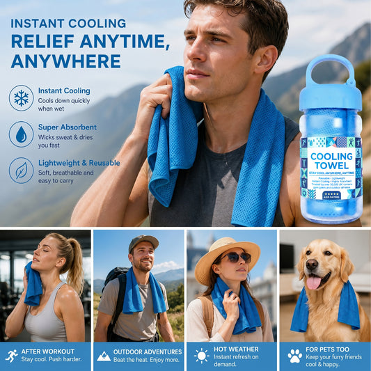 ⏰🍃Last Day Buy 1 Get 1 Free❄️💦Cold Sweat Towel You Can Use Anywhere, Anytime! Reusable Soft Absorbent Cooling Portable