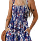 🏝️LAST DAY SALE :£ 12.99!!!💃Women's Summer Square Neck Sleeveless Loose Casual Short Smocked Romper