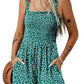 🏝️LAST DAY SALE :£ 12.99!!!💃Women's Summer Square Neck Sleeveless Loose Casual Short Smocked Romper