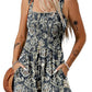 🏝️LAST DAY SALE :£ 12.99!!!💃Women's Summer Square Neck Sleeveless Loose Casual Short Smocked Romper