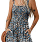 🏝️LAST DAY SALE :£ 12.99!!!💃Women's Summer Square Neck Sleeveless Loose Casual Short Smocked Romper