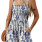 🏝️LAST DAY SALE :£ 12.99!!!💃Women's Summer Square Neck Sleeveless Loose Casual Short Smocked Romper