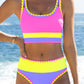 🏖️Last Day Special Price:£16.66💃Color Contrast Patchwork Nylon Sporty 3 Piece Bikini Sets