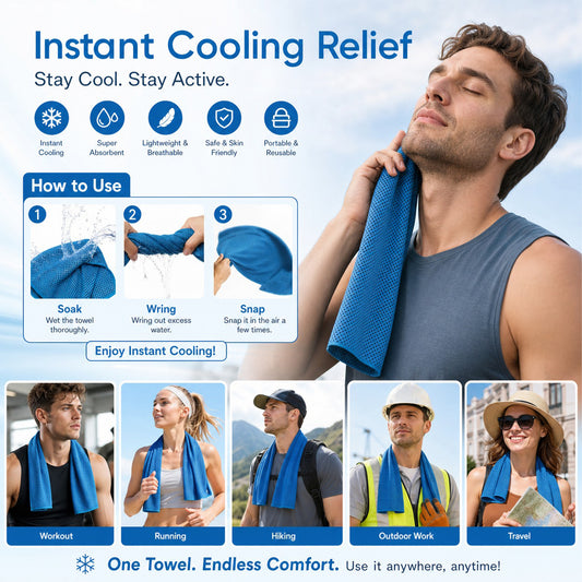 ⏰🔆Last Day Buy 1 Get 1 Free❄️💦Cold Sweat Towel You Can Use Anywhere, Anytime! Reusable Soft Absorbent Cooling Portable