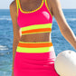 🏖️Last Day Special Price:£16.66💃Color Contrast Patchwork Nylon Sporty 3 Piece Bikini Sets