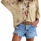 🥰Last Day Special Price:£ 13.99!!!💛Womens Bohemian-Inspired Beige Crochet Top With V-Neck