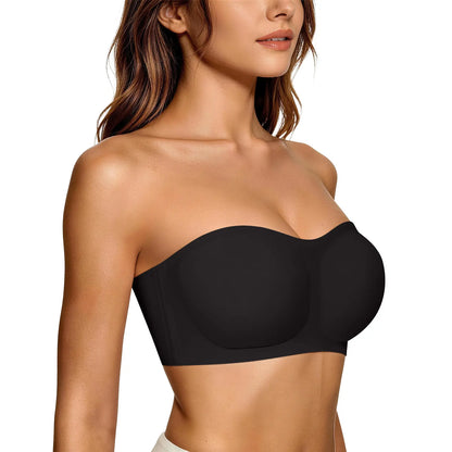 👙Last Day Special Price￡7.99!!💞Womens Strapless Bras Push Up Bandeau Bra Non Slip Wireless Supportive Padded Bras Seamless Comfortable Tube Jelly Bra