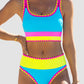 🏖️Last Day Special Price:£16.66💃Color Contrast Patchwork Nylon Sporty 3 Piece Bikini Sets