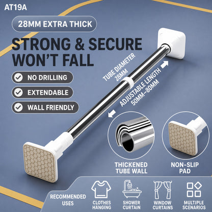 🥳AUTUMN HOT SALE🍂50K+ SOLD!💥50% OFF! 🥳No Drilling Required Telescopic Clothing Rod👚Bold style, 28mm diameter✨