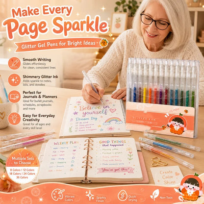 ⏳Last Day Special Price:£6.99!!!💥🎁Glitter Gel Pen Set – Smooth Writing 🎨