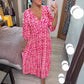 👗Last Day Special Price:£ 15.99!!!🔥💐✨Bohemian casual print V-neck waist wrap long dress