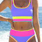 🏖️Last Day Special Price:£16.66💃Color Contrast Patchwork Nylon Sporty 3 Piece Bikini Sets