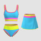 🏖️Last Day Special Price:£16.66💃Color Contrast Patchwork Nylon Sporty 3 Piece Bikini Sets