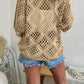 🥰Last Day Special Price:£ 13.99!!!💛Womens Bohemian-Inspired Beige Crochet Top With V-Neck