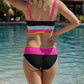 🏖️Last Day Special Price:£16.66💃Color Contrast Patchwork Nylon Sporty 3 Piece Bikini Sets