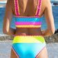 🏖️Last Day Special Price:£16.66💃Color Contrast Patchwork Nylon Sporty 3 Piece Bikini Sets
