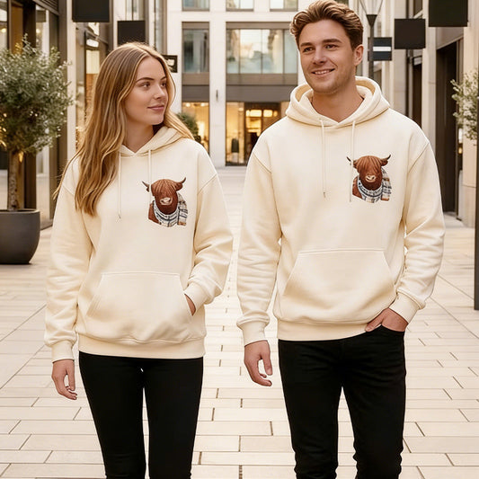 🎅EARLY CHRISTMAS SALE 50% OFF!!🎁Cute Highland Cow Cozy Fleece-Lined Hooded Sweatshirt