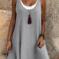 ⏰Last Day Sale 50% Off💃Women's Casual Loose Sleeveless Fake Two Piece Tank Dress📿Free Pendant🎁