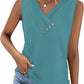 🏆Last Day Special Price ￡10.99!!💐2026 Women’s Button Down V Neck Loose Fit Tank Top