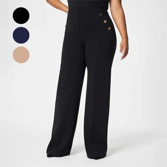 ⏳Limited-time Special Price:£14.99!!!💥👖Three Lengths Available🍂High Stretch Tummy Control Button Wide Leg Trousers
