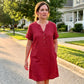 👗Last Day Special Price ￡15.99!!✨👗Women's V-Neck Tunic Dress – Relaxed Fit, Pockets & Breathable