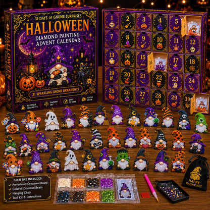 🎃HALLOWEEN SALE 50% OFF💎31-Day Halloween Diamond Art Advent Calendar – DIY Gnome Ornament Countdown Kit