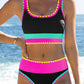 🏖️Last Day Special Price:£16.66💃Color Contrast Patchwork Nylon Sporty 3 Piece Bikini Sets