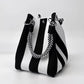 👜 Limited Time Special Price ￡8.99!!✨  Boho Striped Knit Bucket Handbag for Women – Handmade Summer Beach Shoulder Bag