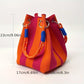 👜 Limited Time Special Price ￡8.99!!✨  Boho Striped Knit Bucket Handbag for Women – Handmade Summer Beach Shoulder Bag