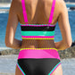 🏖️Last Day Special Price:£16.66💃Color Contrast Patchwork Nylon Sporty 3 Piece Bikini Sets