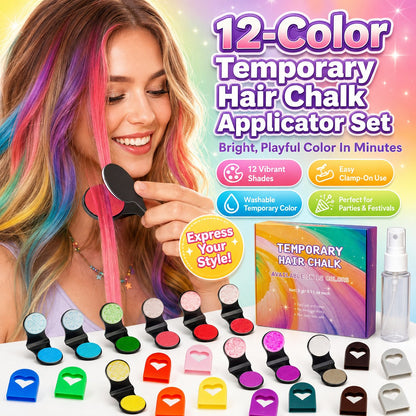 🔥Surprise Price: Only £9.99!!!🌈12-Color Temporary Hair Chalk Applicator Set