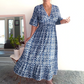 👗Last Day Special Price:£ 15.99!!!🔥💐✨Bohemian casual print V-neck waist wrap long dress
