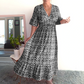 👗Last Day Special Price:£ 15.99!!!🔥💐✨Bohemian casual print V-neck waist wrap long dress