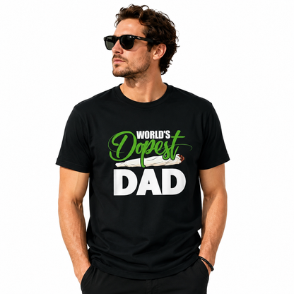 🖤Father's Day Special Price ONLY £11.99!! 🖤"World's Dopest Dad" Funny Cotton T-Shirt – 100% Soft Cotton🎁