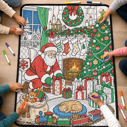 🎄Early Christmas Pre Sale 50% Off☃️DIY Christmas Drawing Blanket with 24 Colors Markers🎁Doodle Your Own Xmas Blanket🎅Customizable Washable Paint Play Blanket for Adults, Kids🎨