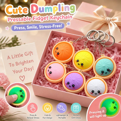 🏆Surprise Price: Only £6.99🔥Cute Dumpling Pressable Fidget Keychain - touch sensing light