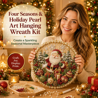 🎄Early Christmas Pre Sale☃️✨ Four Seasons & Holiday Pearl Art Hanging Wreath Kit💎Luxury Flocked Canvas with Scratch-Resistant Non-Fading Pearl Beads DIY Handmade Seasonal Decor 🌸🌻🍂🎄