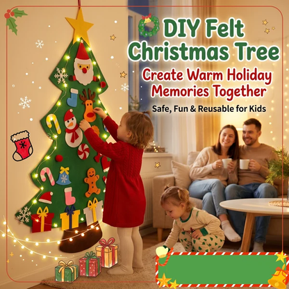 🎅Christmas Hot Sales - 50% OFF!🎄DIY Felt Christmas Tree for Kids✨Reusable Ornaments + Fairy Lights