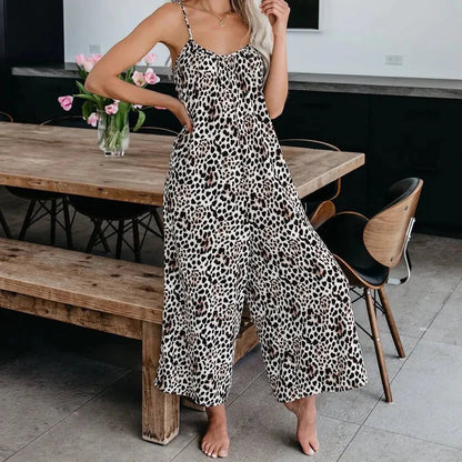 🔥LAST DAY SALE: ONLY ￡13.99!!💝✨Women's Fashion Spaghetti Strap Printed Jumpsuit
