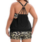 🏖️🩱2026 Hot Sale 49% OFF🌼Sexy Leopard Cross Back Two-Piece Tankini Swimsuit