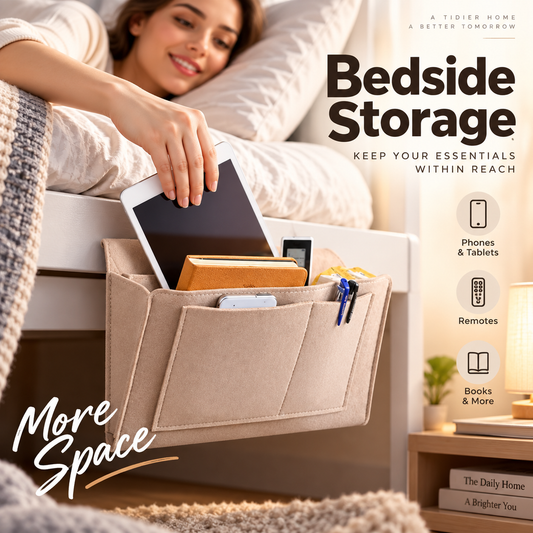 🏆Surprise Price: Only £7.99!!!🛏️💼Bedside Hanging Storage Bag‑Multi‑Pocket Bed Caddy Organizer, Felt Hanging Pouch for Dorm Bunk Bed Hold Tablet Book Phone Stationery