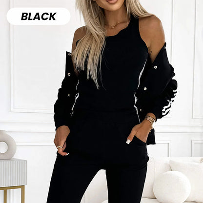 ⏳Time-Limited Special 70% Off⏰Women's Three-piece Baseball Jacket And Pants Set