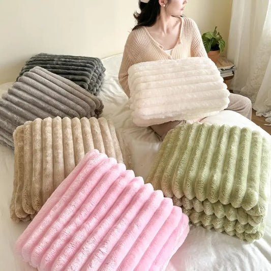⏳Time-Limited Special 70% Off⏰🔥🛏️Thickened Rabbit Plush&Milk Velvet Cover Blanket🍂Wrap up in Ultimate Comfort