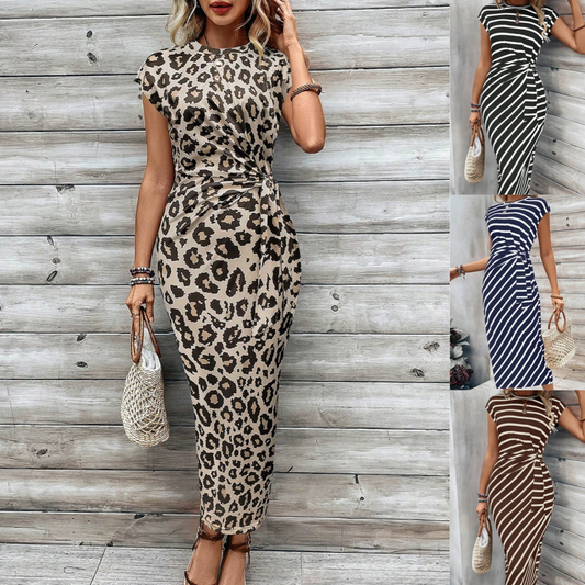 🥳Last Day Special Price:£ 13.99! 🥳💞50K+ SOLD!🌸Women's Knot Bodycon Dress – Leopard print, tummy-flattering knot. Comfy & chic for parties or date nights. Feel gorgeous. ✨🌹