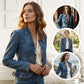 🧥 Last Day Special Price:£ 21.99!!🌸 Women's Ruffle Trim Open-Front Denim Jacket – Lightweight & Feminine – Versatile & Chic
