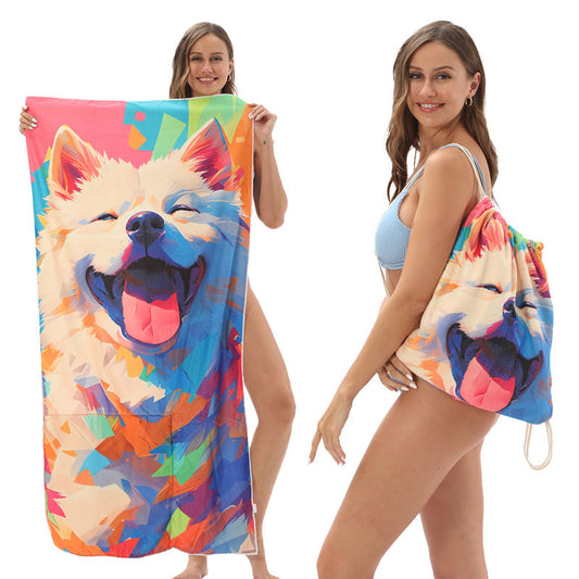 🥳Limited-time Special Price:£ 10.99!!!🏖️2-in-1 Convertible Beach Towel & Drawstring Backpack
